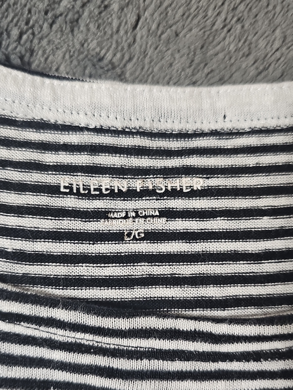 Eileen Fisher Black White Striped 100% Organic Linen Midi Dress Pockets Size L - Picture 3 of 8